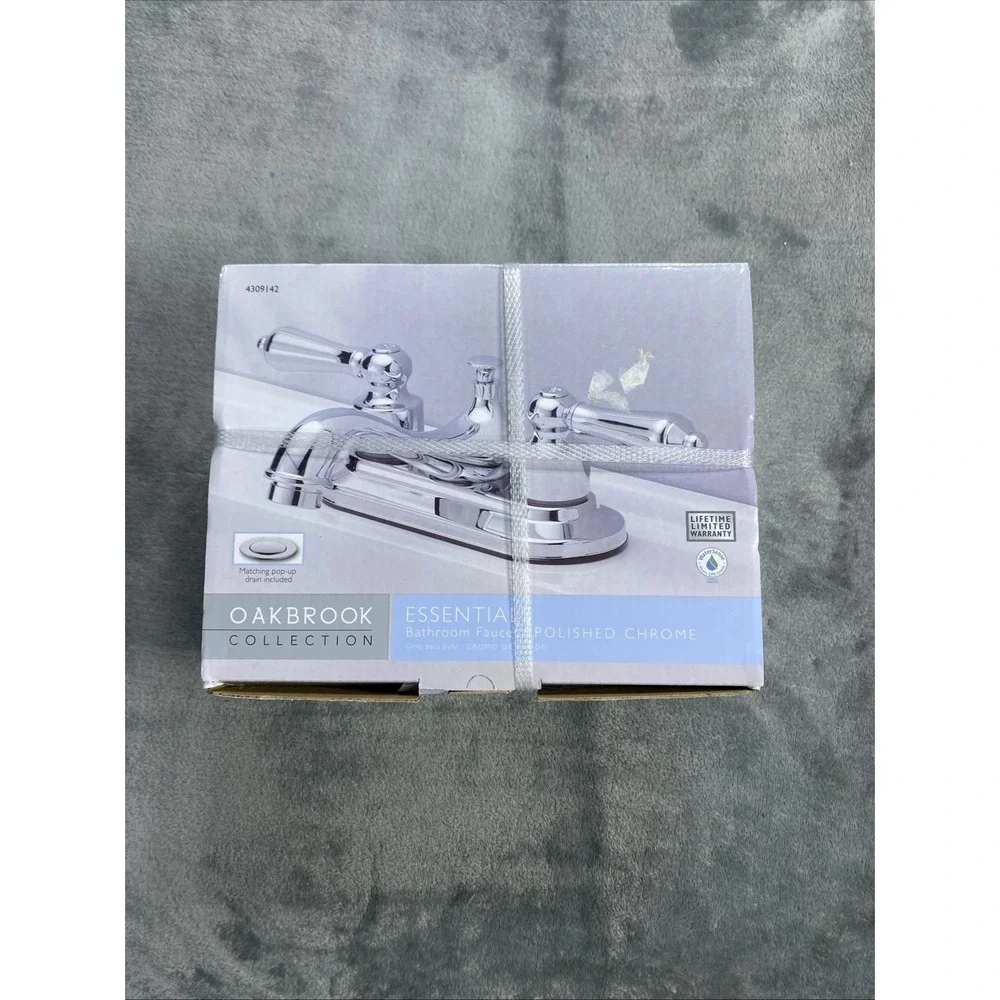 Oakbrook Bathroom Sink Faucet Two Handle Polished Chrome 4309-142 Drain‎ Pop NEW